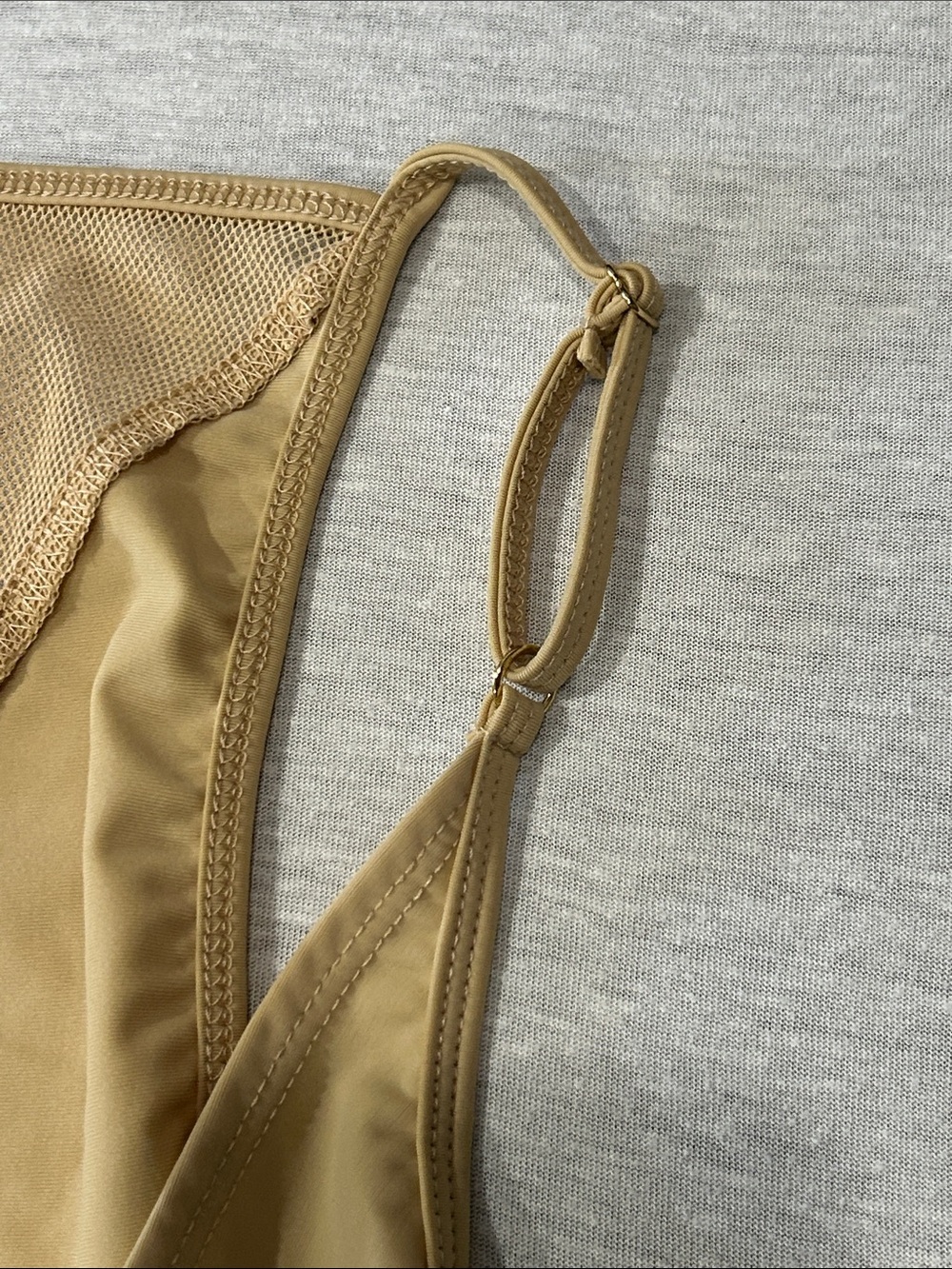 Makers of Dreams Mesh-Back One-Piece Bodysuit in Khaki Sz L NWT - Picture 7 of 7